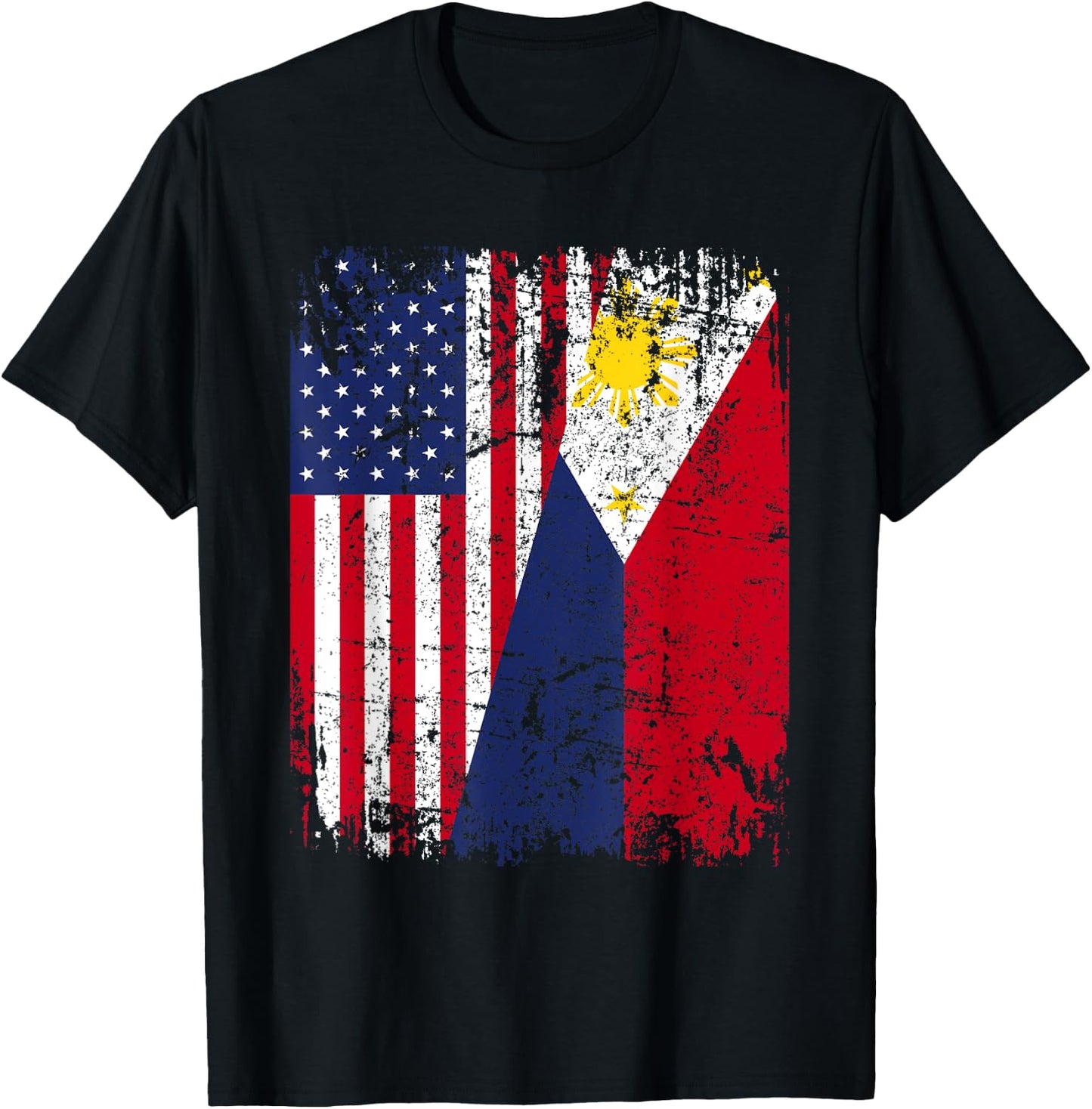 FILIPINO American Flag | Men Women Kids USA PHILIPPINES FLAG T-Shirt - T-Shirt | Black