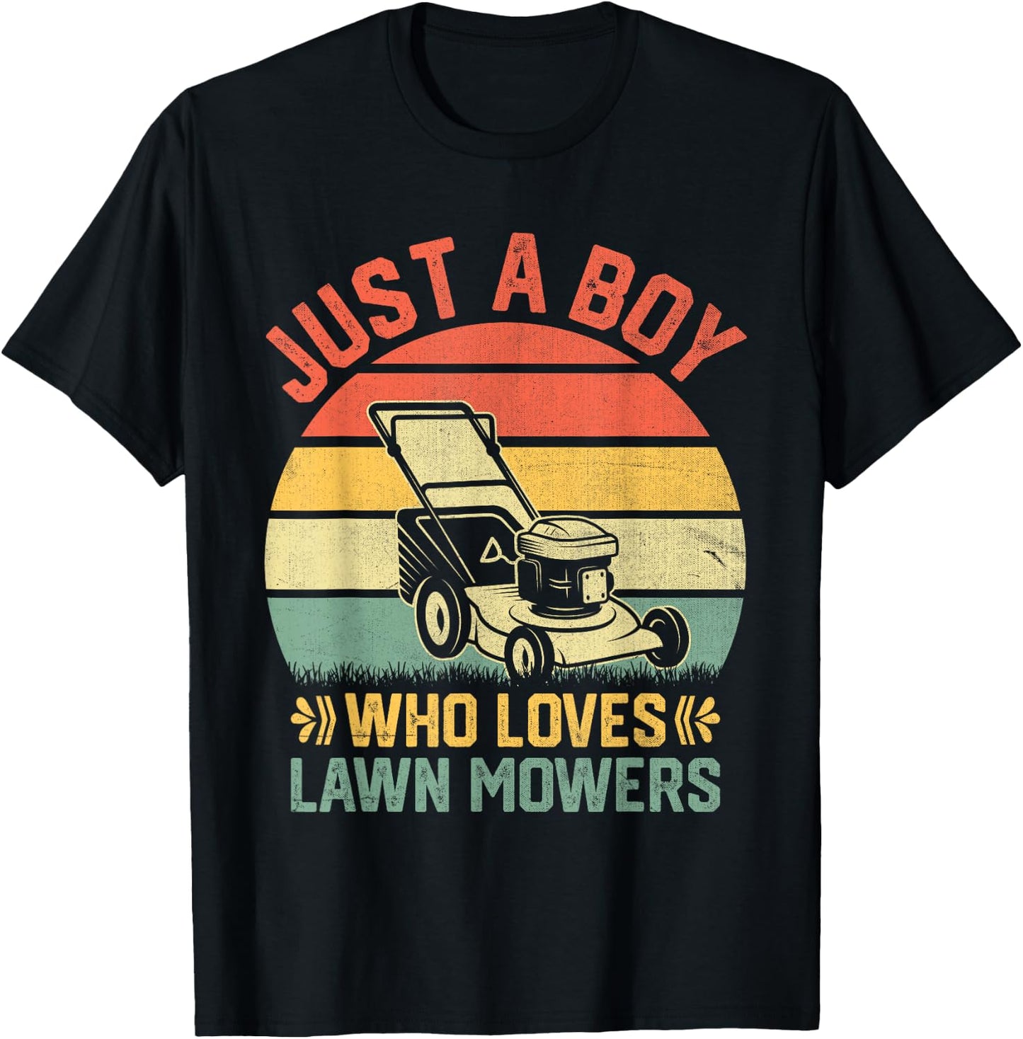 Just A Boy Who Loves Lawn Mower Toddlers Farm Mowing Lovers T-Shirt - T-Shirt | Black