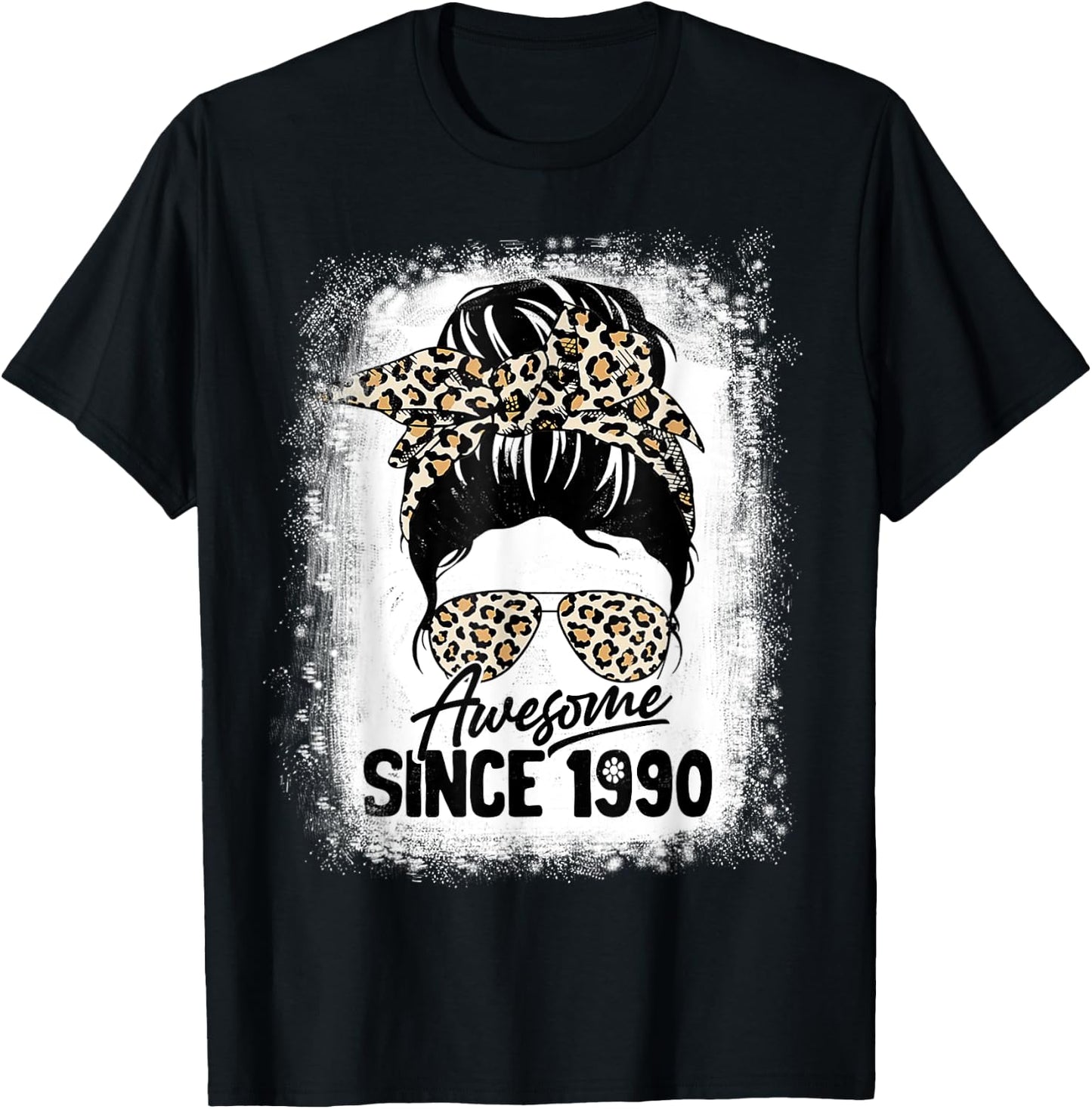 32 Years Old Awesome Since 1990 Leopard 32th Birthday T-Shirt - T-Shirt | Black