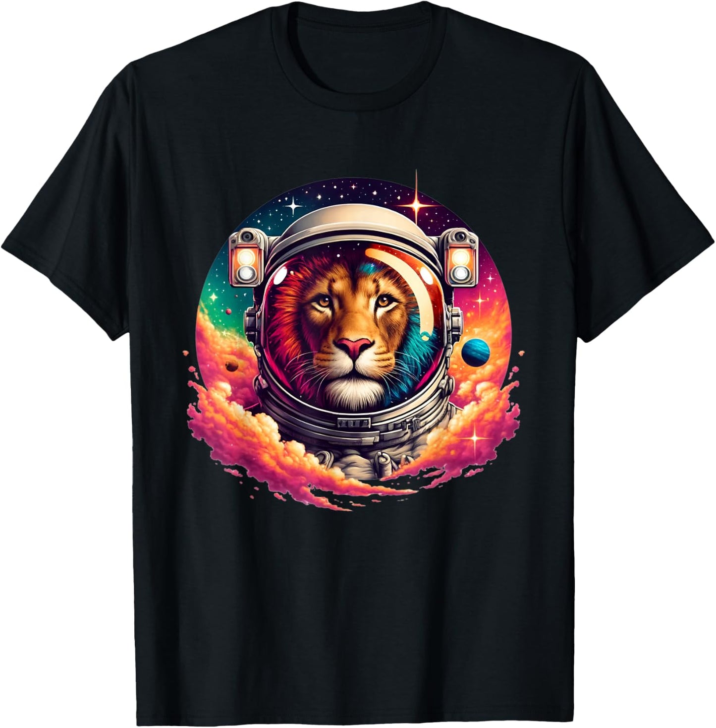 Lion Astronaut Space Hiker T-Shirt - T-Shirt | Black