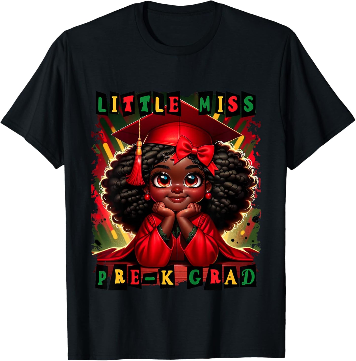 Little Miss Pre-K Grad 2026 Black Girl Preschool Graduation T-Shirt - T-Shirt | Black