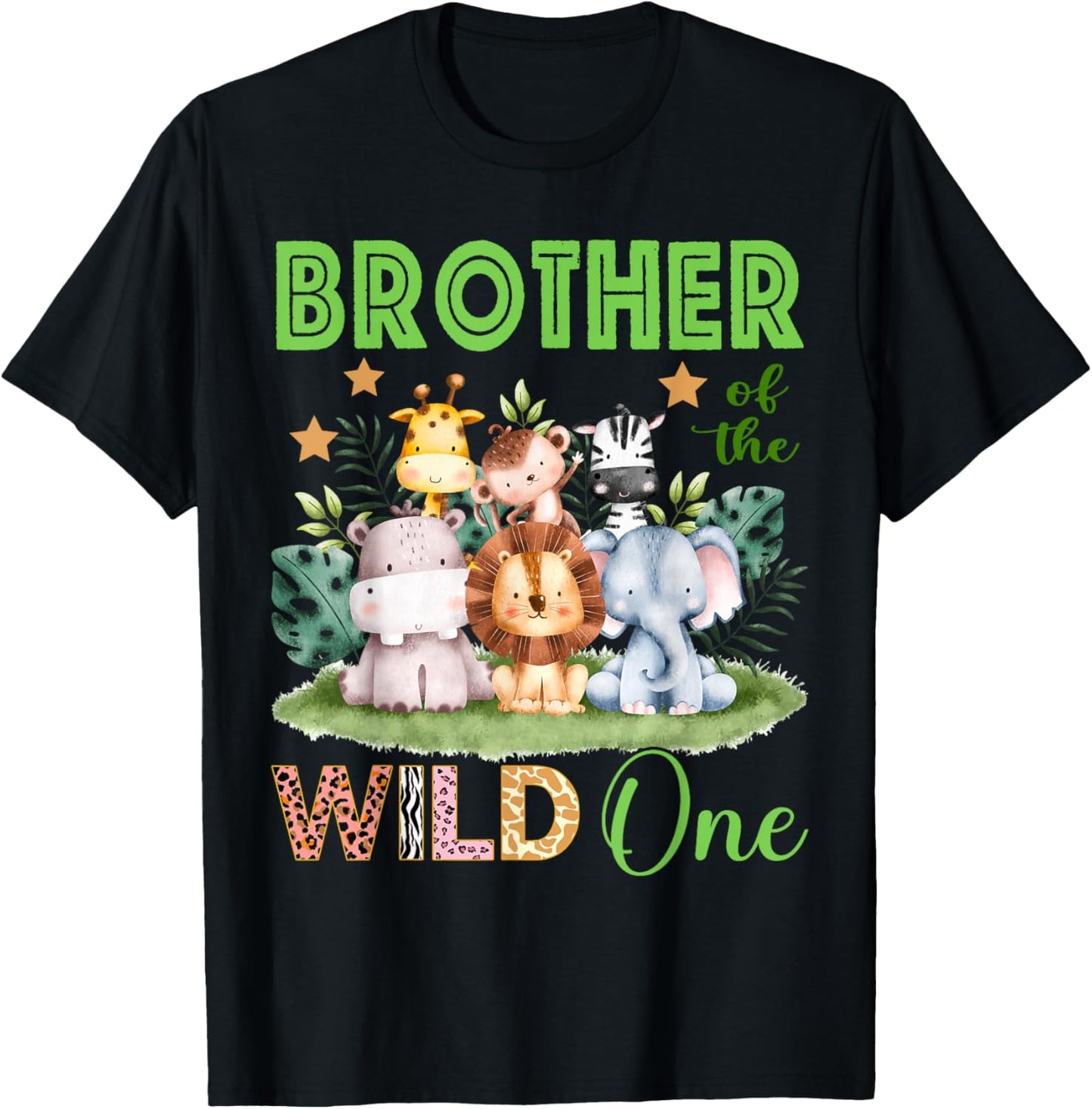 Brother Of The Wild One 1st Birthday Safari Family Matching T-Shirt - T-Shirt | Black