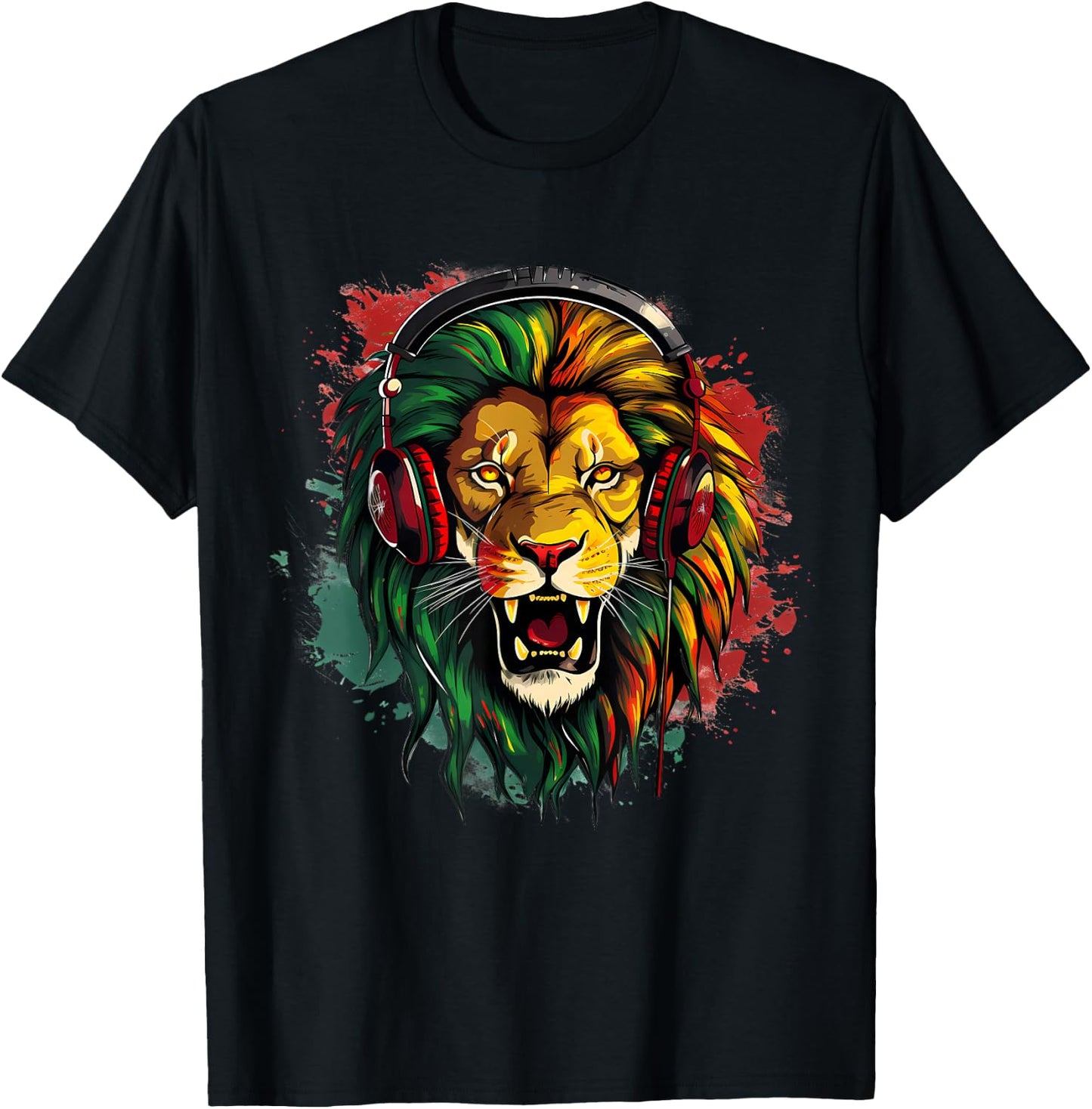 Reggae Music Rasta Pride Rasta Reggae Lion Rastafari Jamaica T-Shirt - T-Shirt | Black