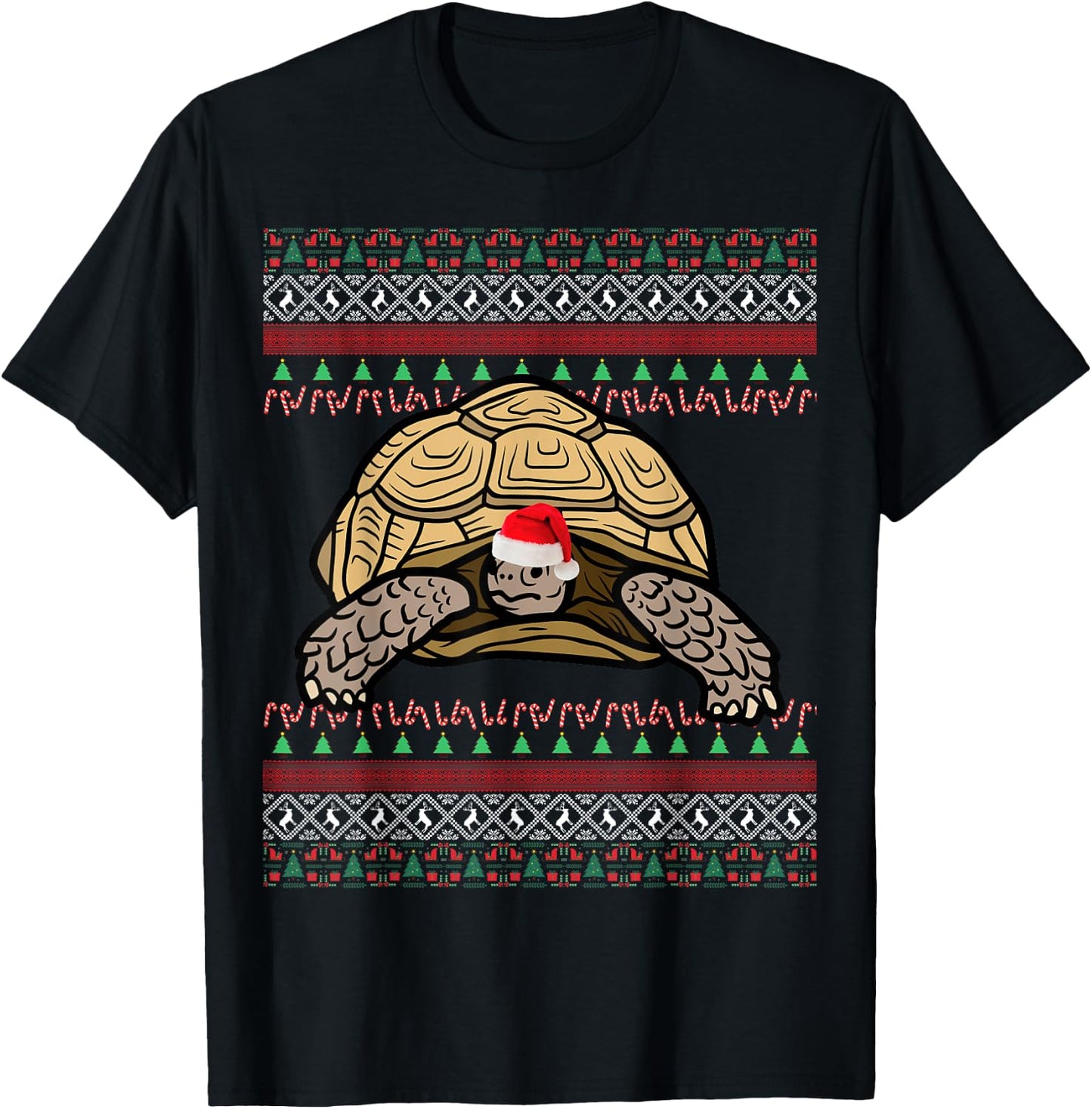 African Sulcata Tortoise Christmas T-Shirt - T-Shirt | Black