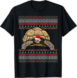 African Sulcata Tortoise Christmas T-Shirt - T-Shirt | Black