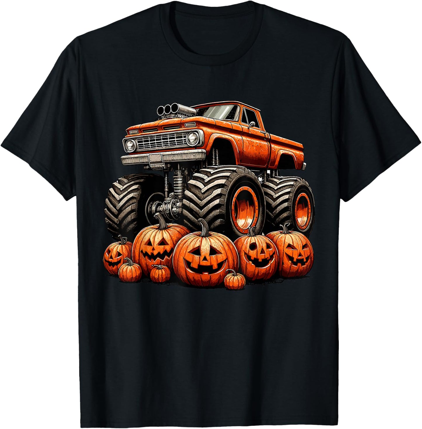 Monster Truck Pumpkin Halloween T-Shirt - T-Shirt | Black