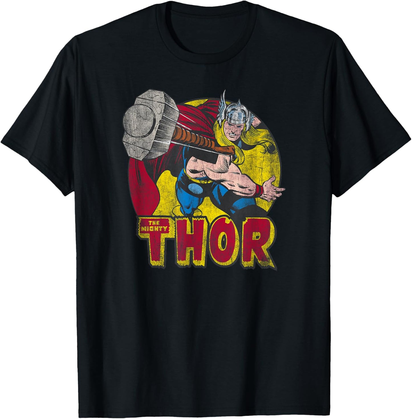 Marvel Avengers Vintage Comic Thor Mighty Hammer Throw T-Shirt - T-Shirt | Black