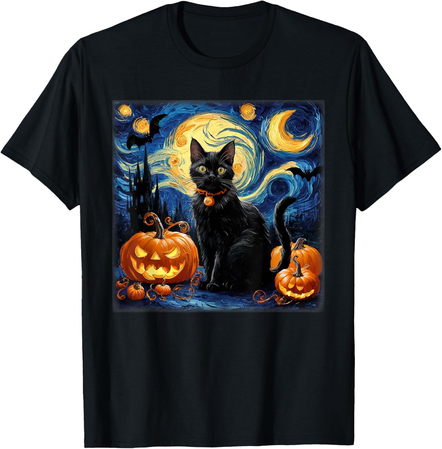 Fun Halloween Cat Lovers Van Gough Halloween Costume T-Shirt - T-Shirt | Black