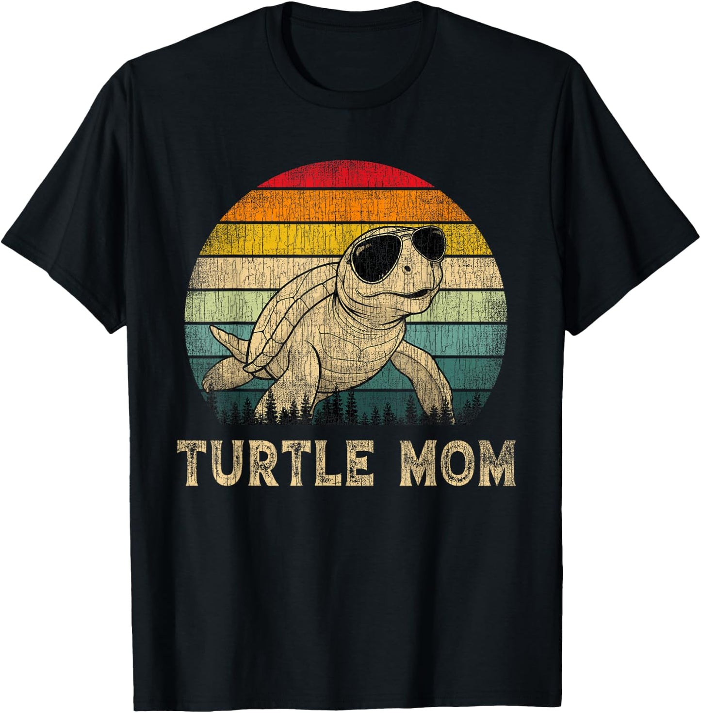 Vintage Turtle Mom Turtle Lovers Mommy Mother's Day T-Shirt - T-Shirt | Black