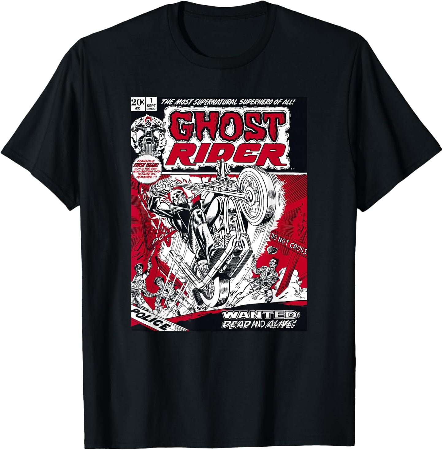 Marvel Ghost Rider Comic Book Cover Print Small T-Shirt - T-Shirt | Black