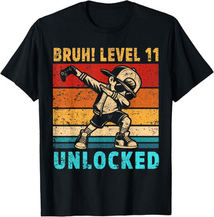 11 Year Old Birthday Dabbing Boy Bruh 11th Level Unlocked T-Shirt - T-Shirt | Black