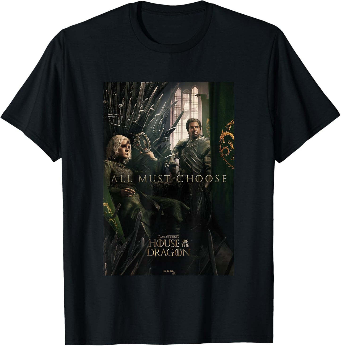 House of the Dragon All Must Choose Aegon And Criston Retro T-Shirt - T-Shirt | Black