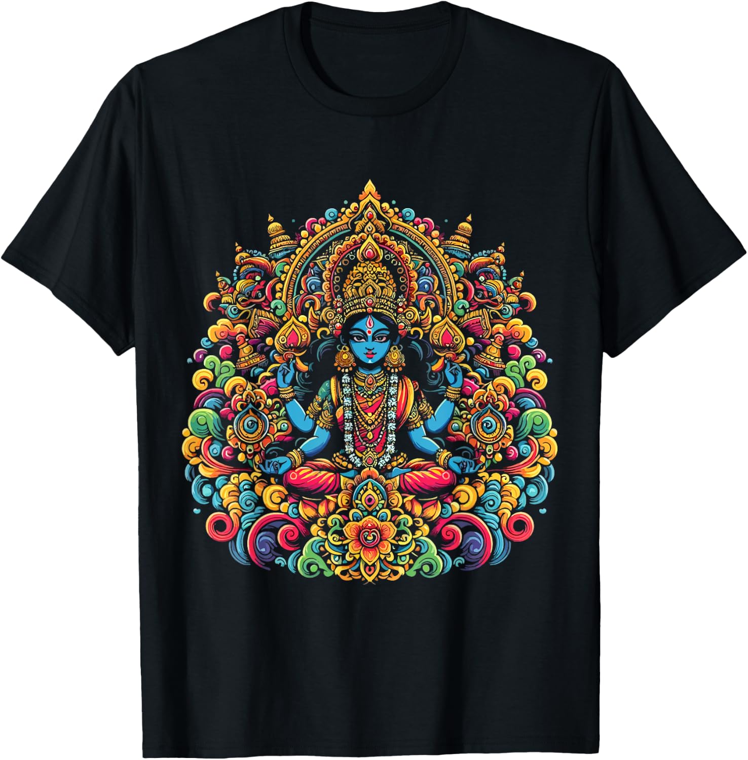 Kali Hindu Goddess Of Death Hindu Mother Fierce Warrior T-Shirt - T-Shirt | Black