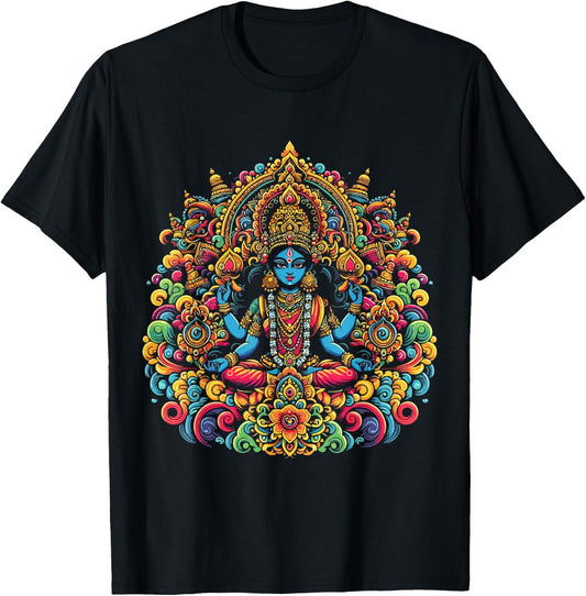Kali Hindu Goddess Of Death Hindu Mother Fierce Warrior T-Shirt - T-Shirt | Black