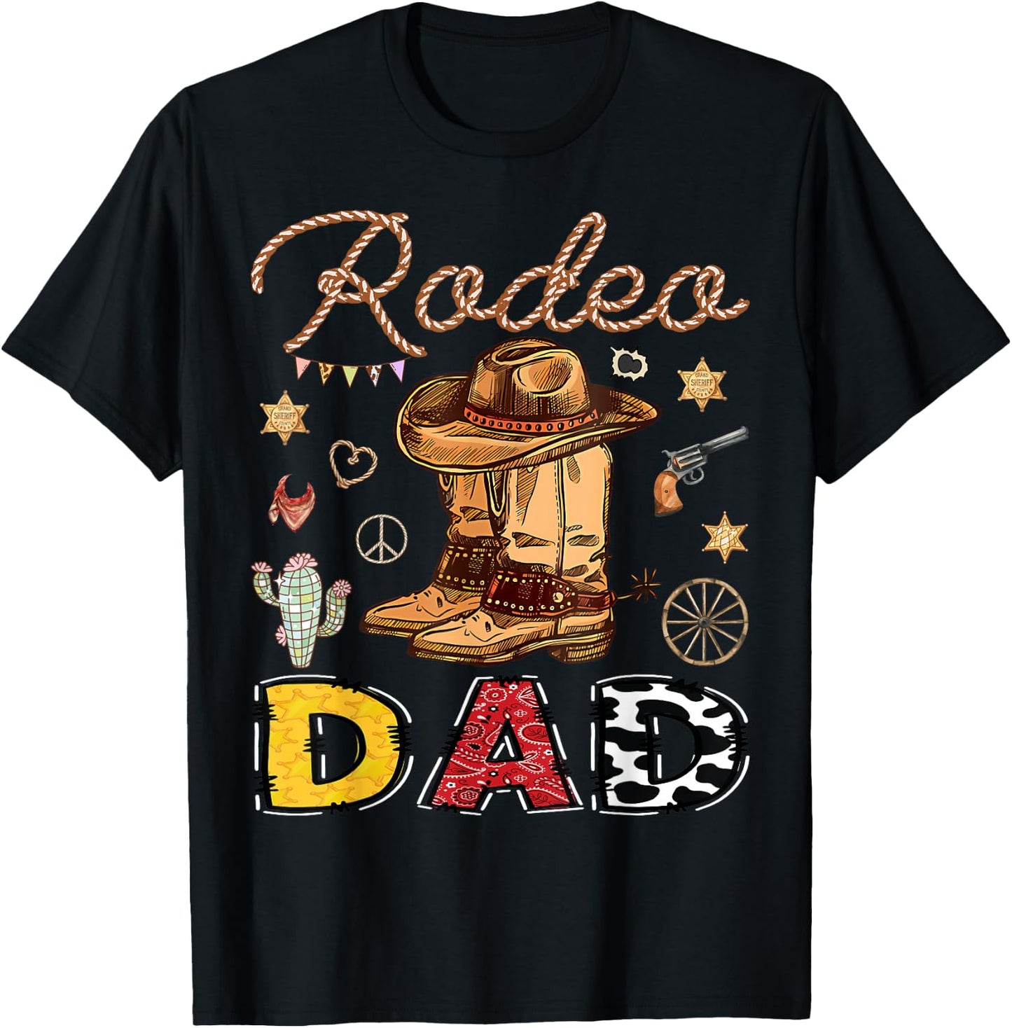 Rodeo Dad Western Birthday Cowboy Matching Family T-Shirt - T-Shirt | Black