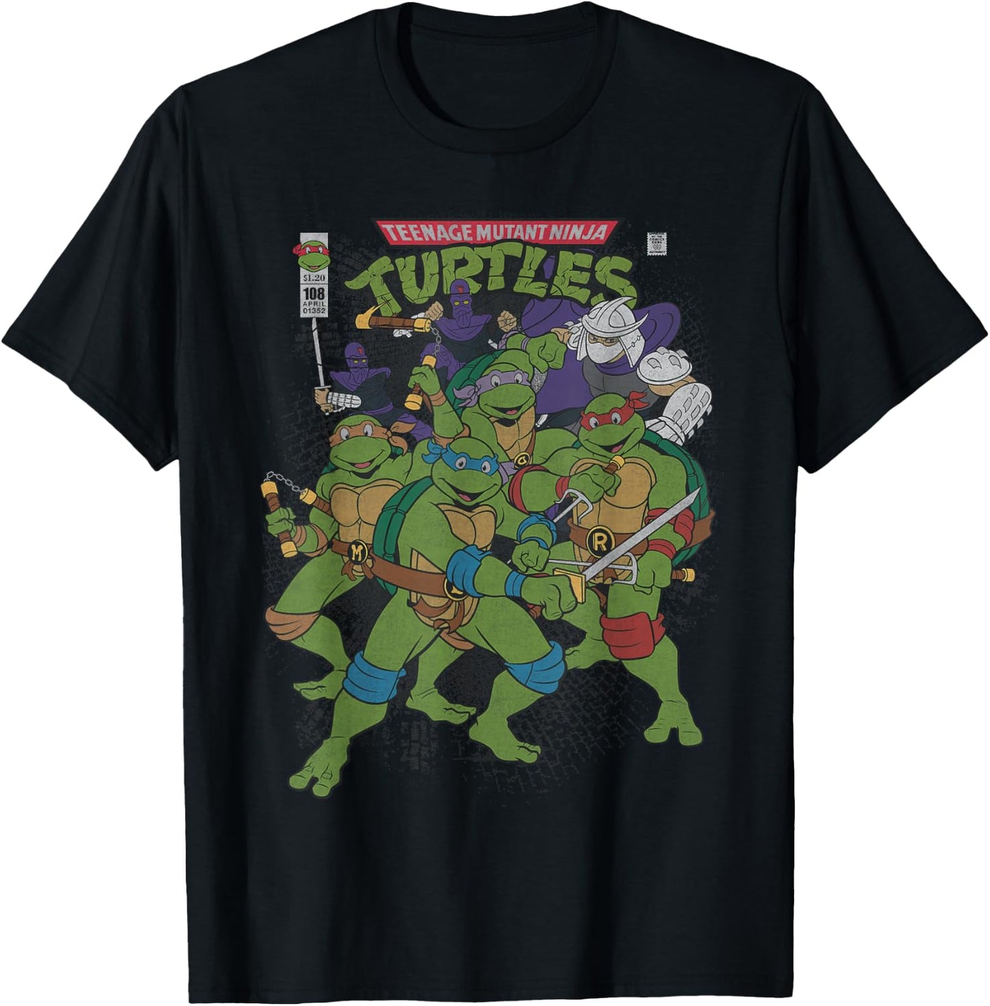 T.M.N.T. Comic Book Cover Group Shot T-Shirt - T-Shirt | Black