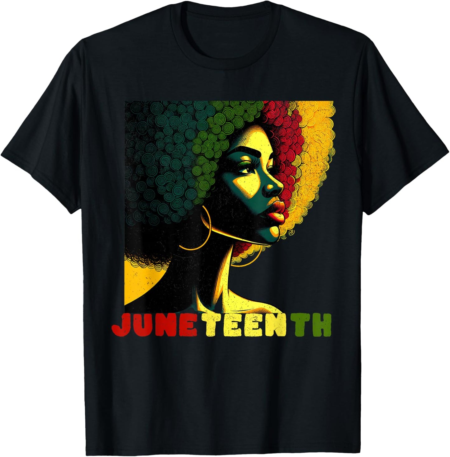 Juneteenth Tribute Vibrant Black Woman Art T-Shirt - T-Shirt | Black