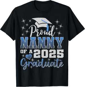 Super Proud Nanny of 2025 Graduate Awesome Family College T-Shirt - T-Shirt | Black