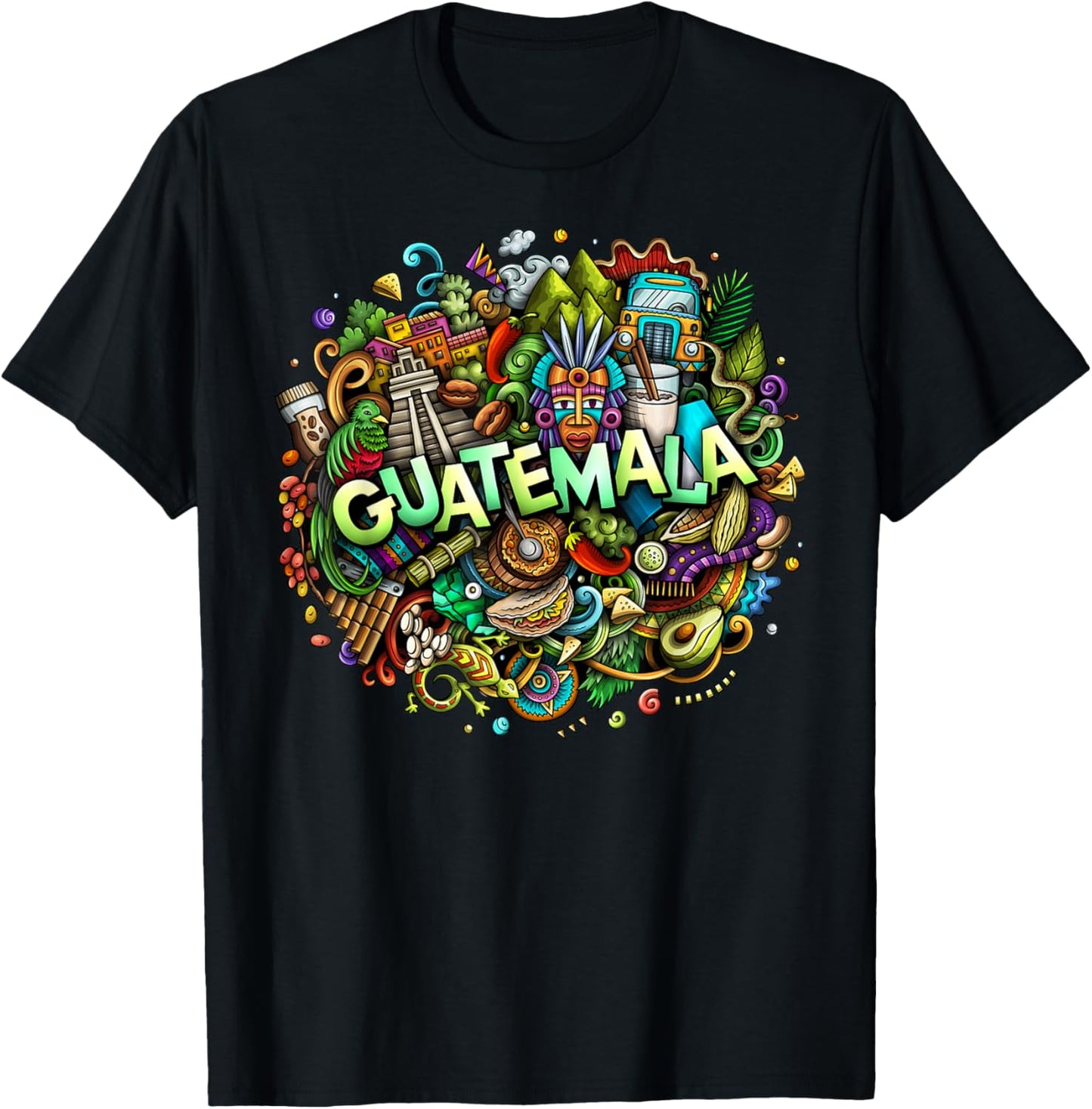Guatemalan Monuments and Guatemala City T-Shirt - T-Shirt | Black