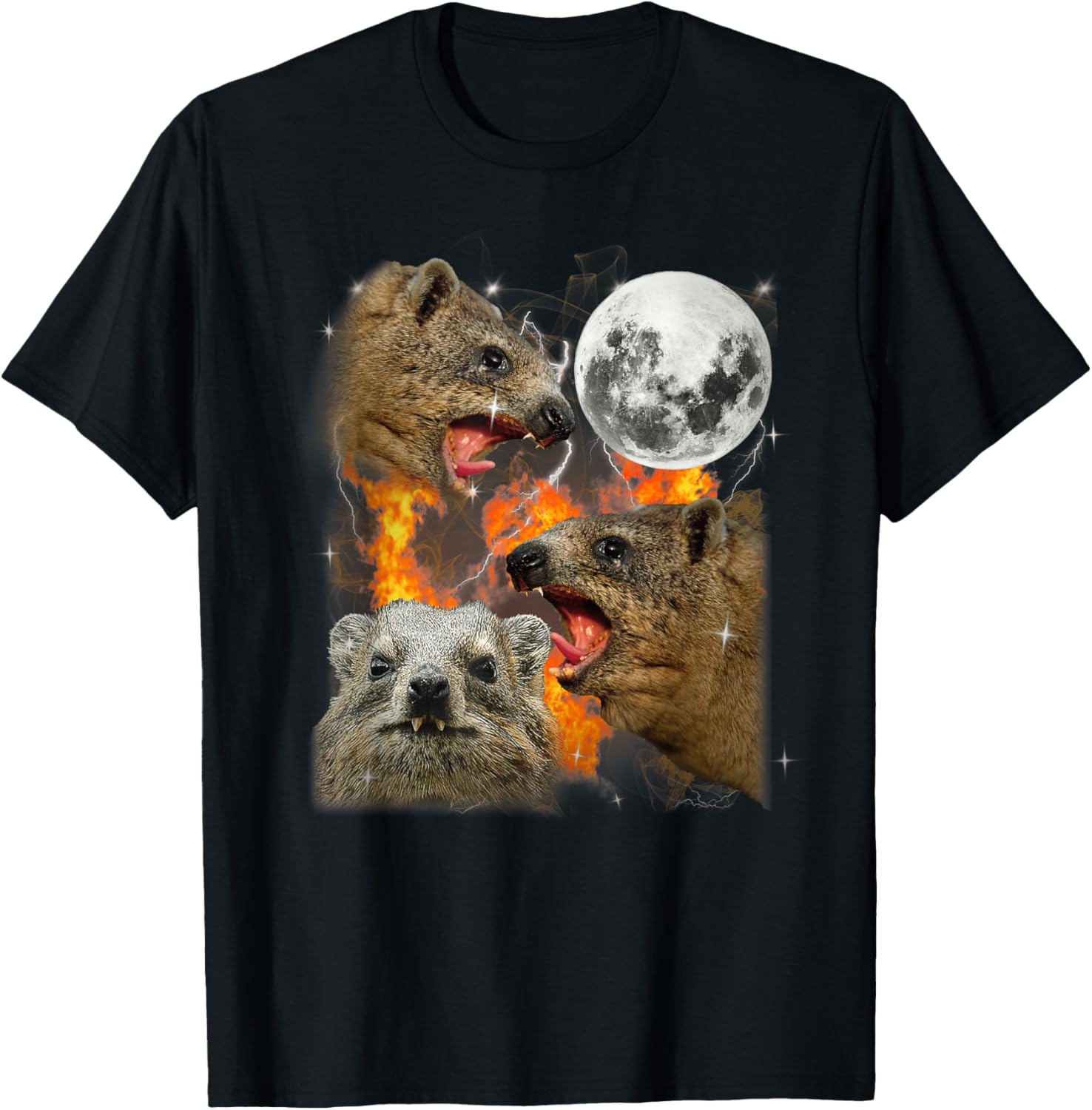 Funny Meme Rock Hyrax Fire T-Shirt - T-Shirt | Black