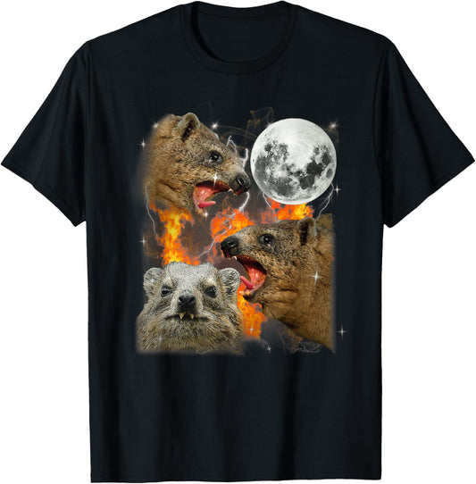 Funny Meme Rock Hyrax Fire T-Shirt - T-Shirt | Black