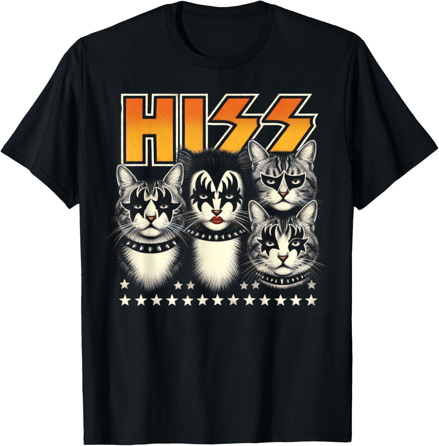 Hiss Funny Cats Kittens Rock Rockin Birthday Gifts Idea T-Shirt - T-Shirt | Black
