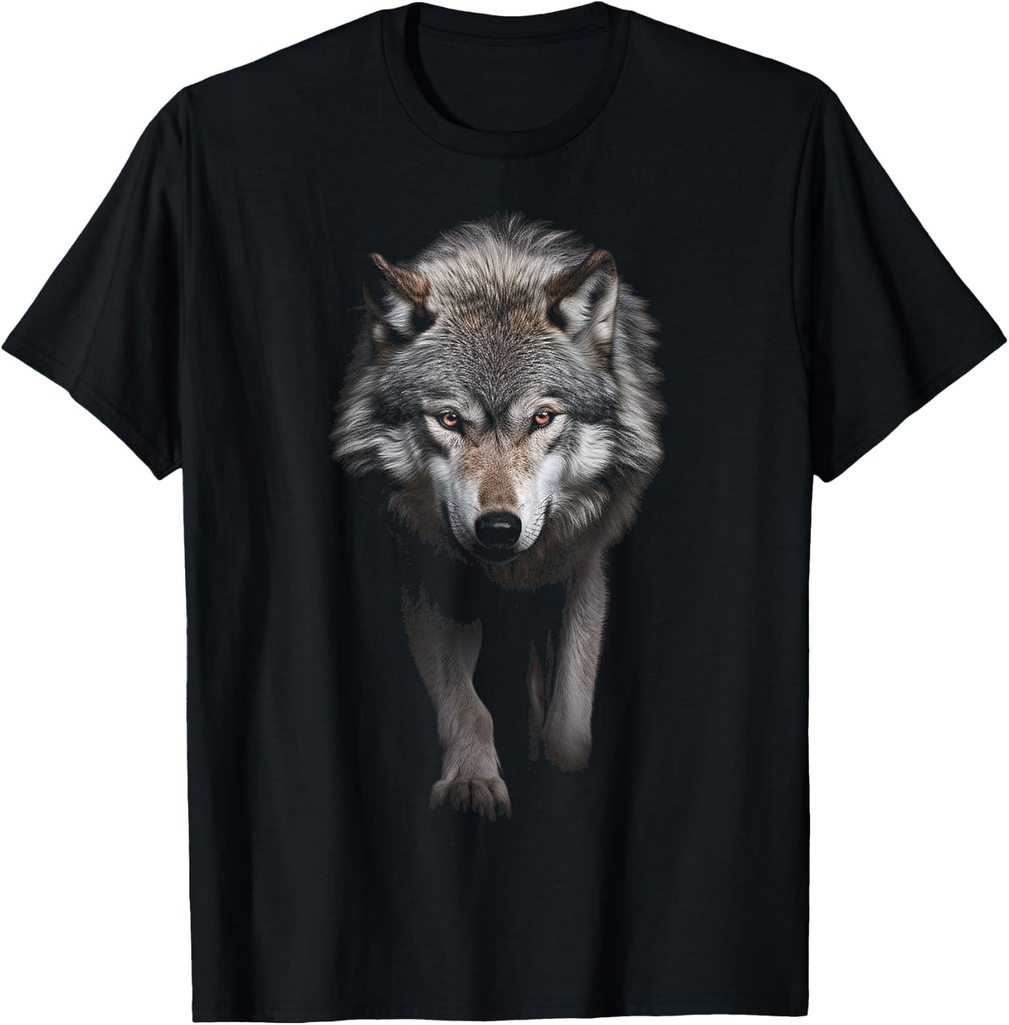 Wolf Animal Motif Illustration Wolf T-Shirt - T-Shirt | Black
