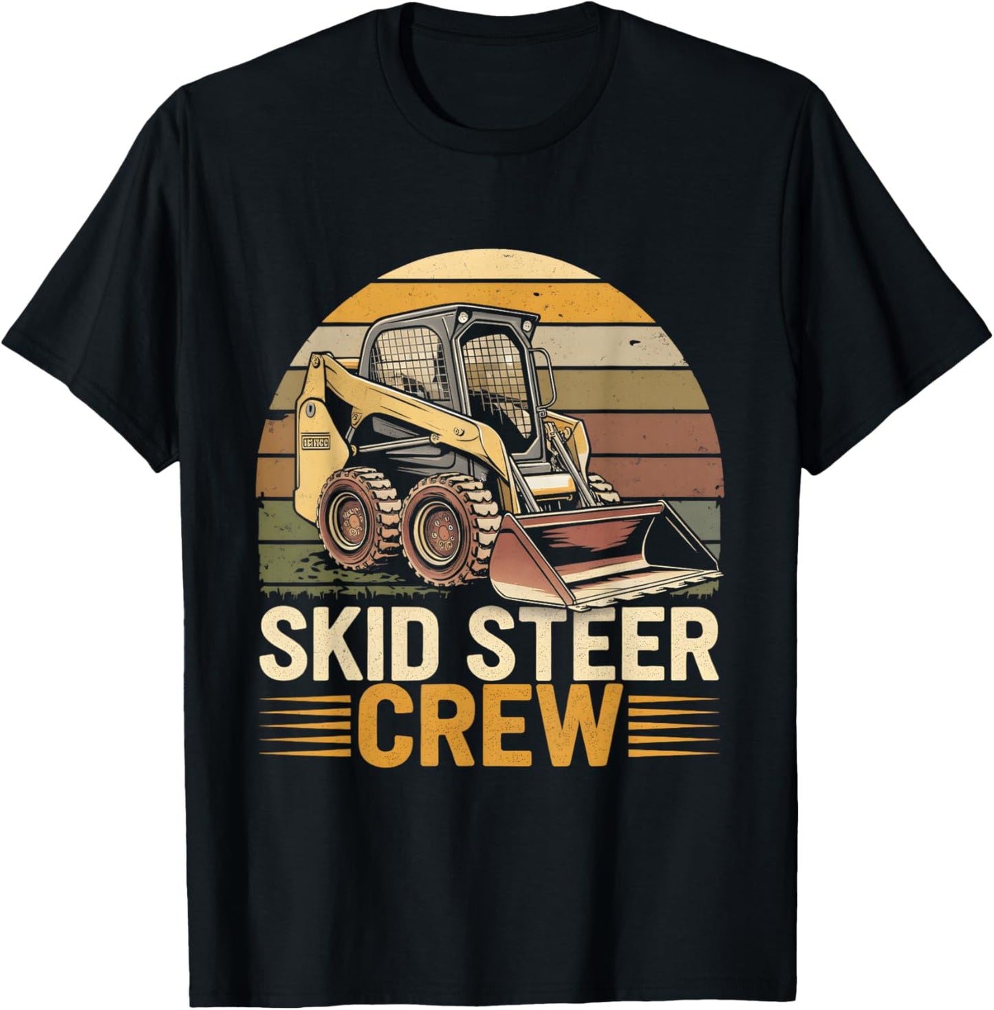 Retro Skid Steer Crew Vintage Heavy Equipment Operator T-Shirt - T-Shirt | Black