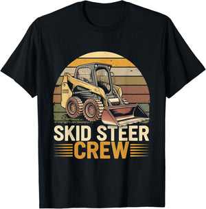 Retro Skid Steer Crew Vintage Heavy Equipment Operator T-Shirt - T-Shirt | Black