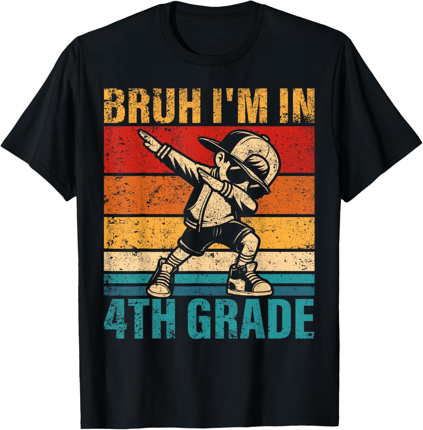 Fourth Grade Dabbing Boy Bruh i'm in 4th Grade Student T-Shirt - T-Shirt | Black