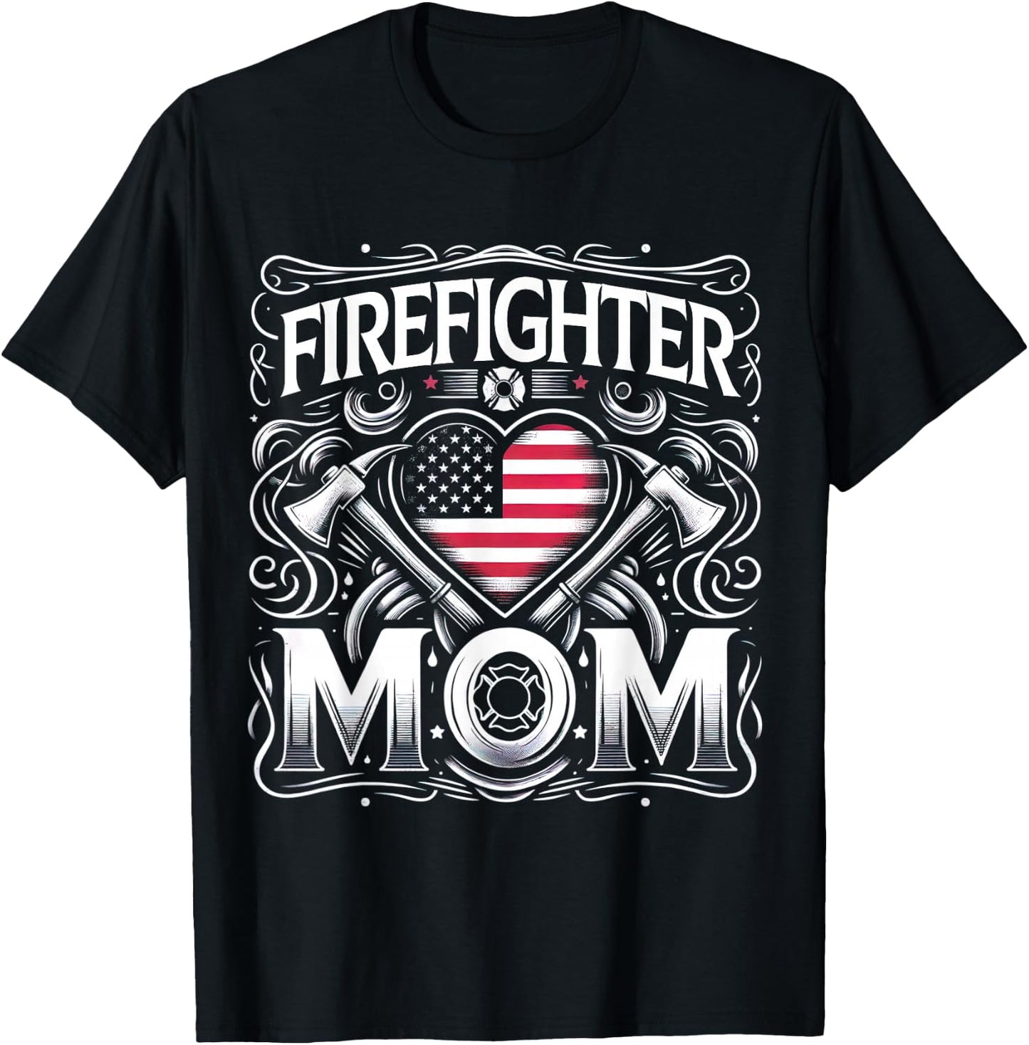 Firefighter Mom Shirt Proud Mother Design Thin Red Line T-Shirt - T-Shirt | Black