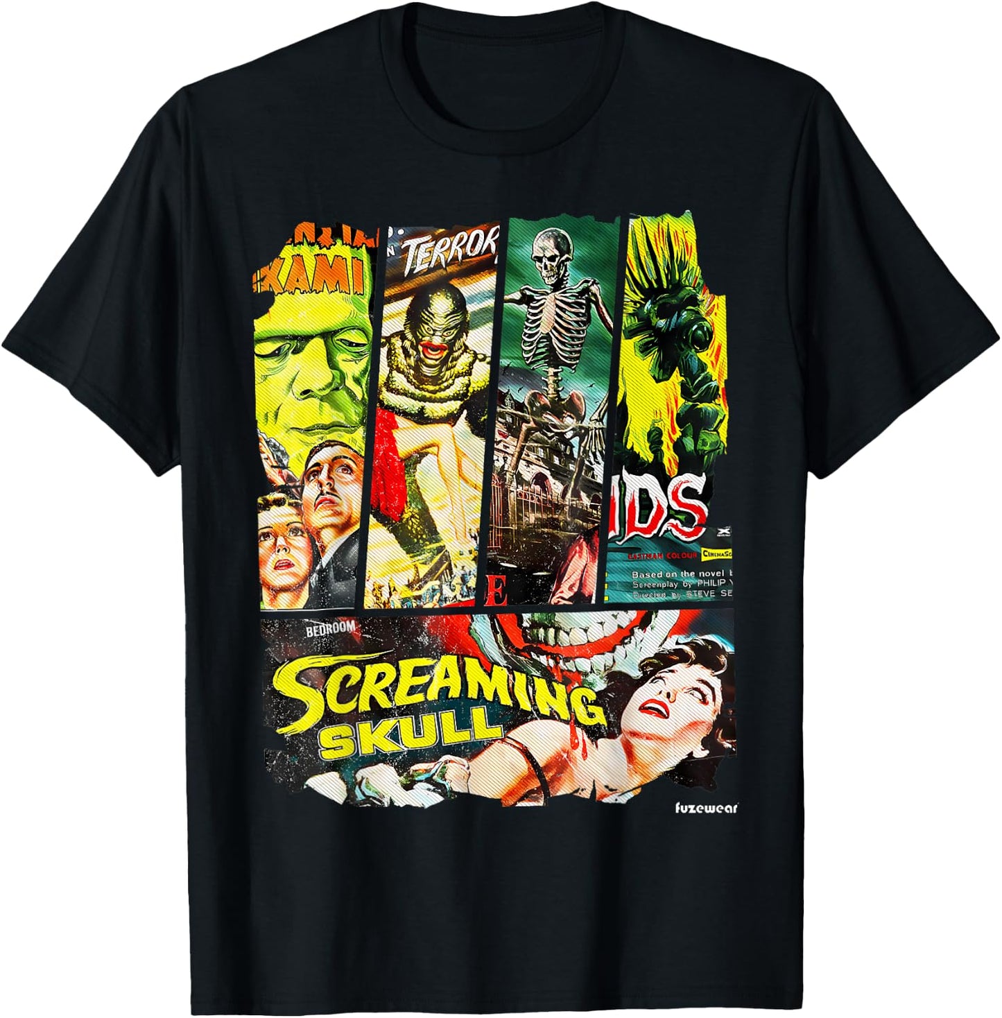 Vintage Style Sci Fi Horror Movie Poster Collage T-Shirt - T-Shirt | Black