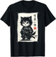 Cute Samurai Cat Japanese Art Funny Kawaii Cat T-Shirt - T-Shirt | Black