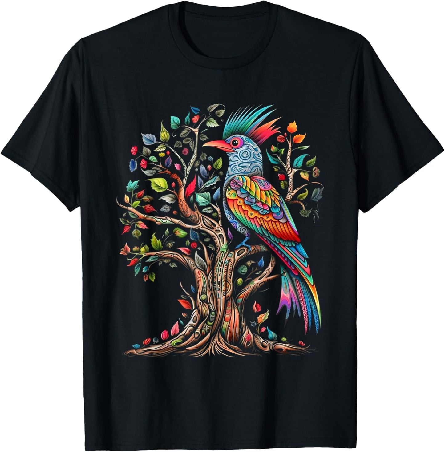 Bird Tree Art - Bird Motif Art Animal Bird T-Shirt - T-Shirt | Black