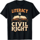 Vintage Retro Literacy Is A Civil Right Funny Teacher T-Shirt - T-Shirt | Black