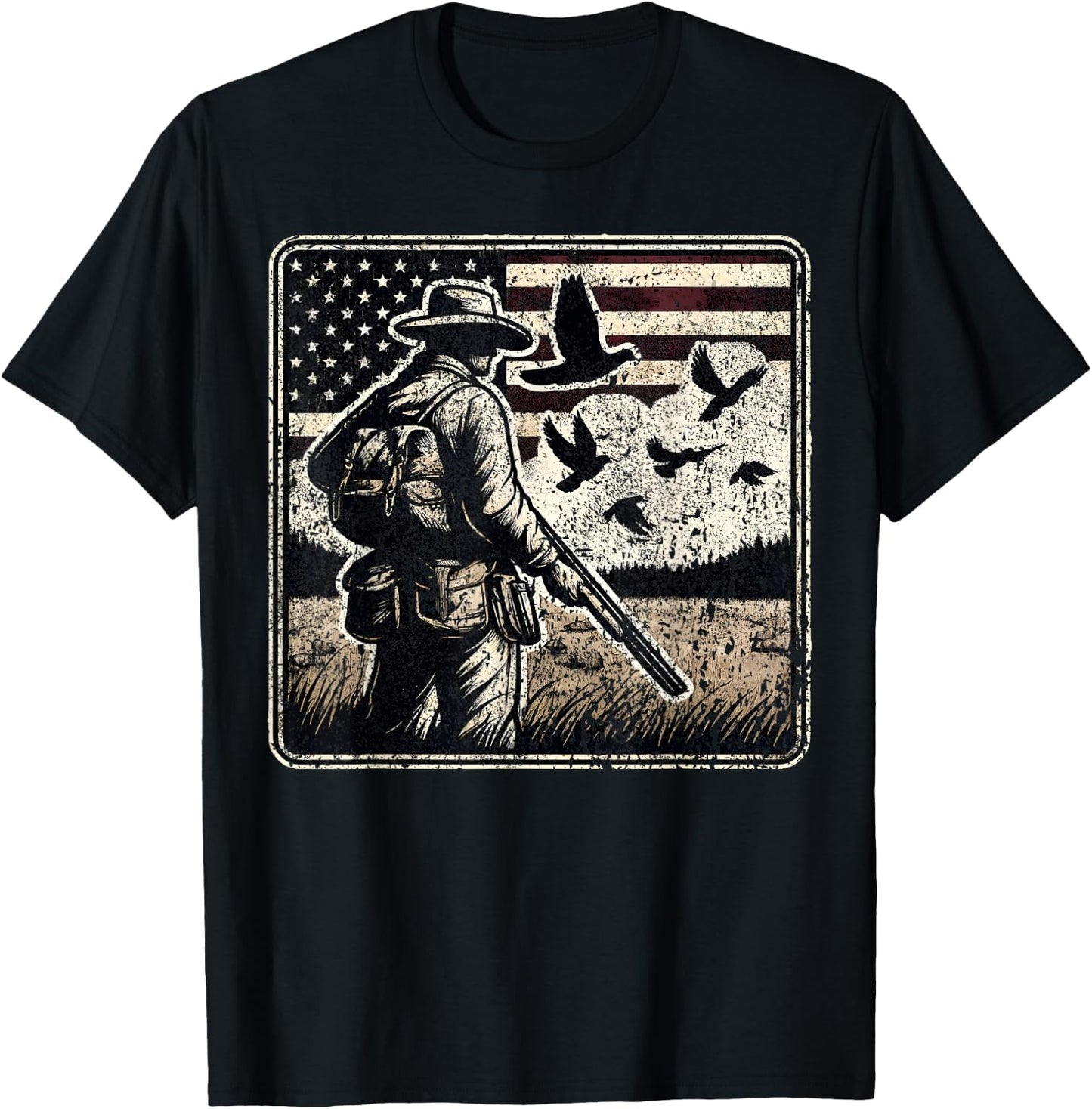 Dove Hunting I American Flag Dove Shooting I Dove Hunter T-Shirt - T-Shirt | Black