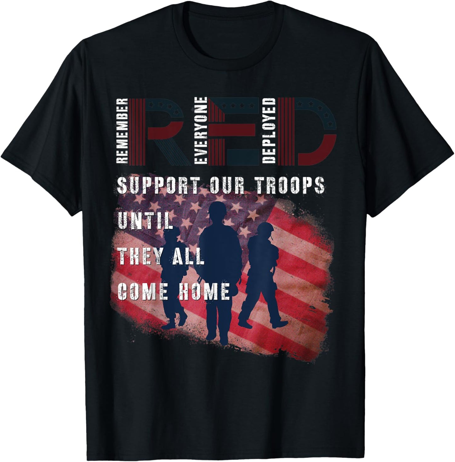 On Friday We Wear Red Friday Military Support troops US Flag T-Shirt - T-Shirt | Black