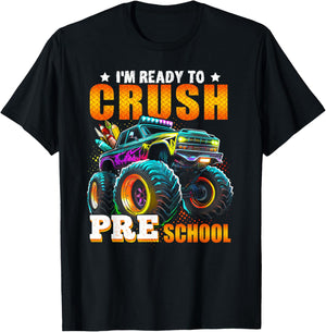 Crush Preschool Monster Truck Back To School Kids Boys Gift T-Shirt - T-Shirt | Black