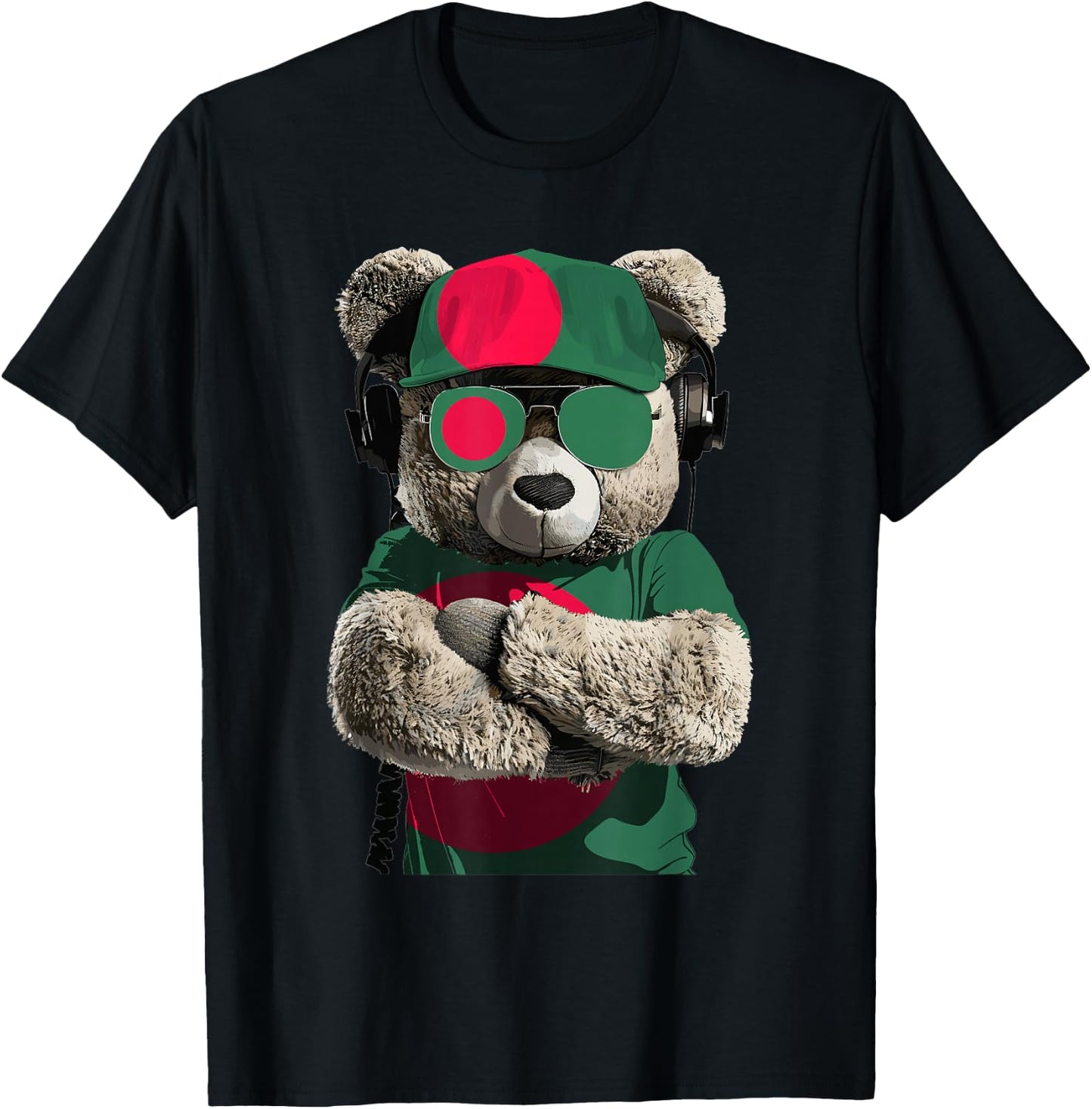 Bangladeshi Flag Bear Sunglasses Souvenir Product Bangladesh T-Shirt - T-Shirt | Black