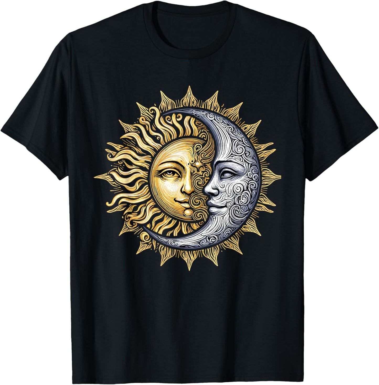 Yin Yang Sun and Moon T-Shirt - T-Shirt | Black