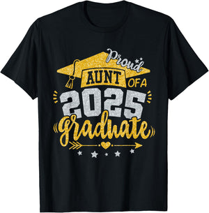 Auntie Senior 2025 Proud Aunt of a Class of 2025 Graduate T-Shirt - T-Shirt | Black