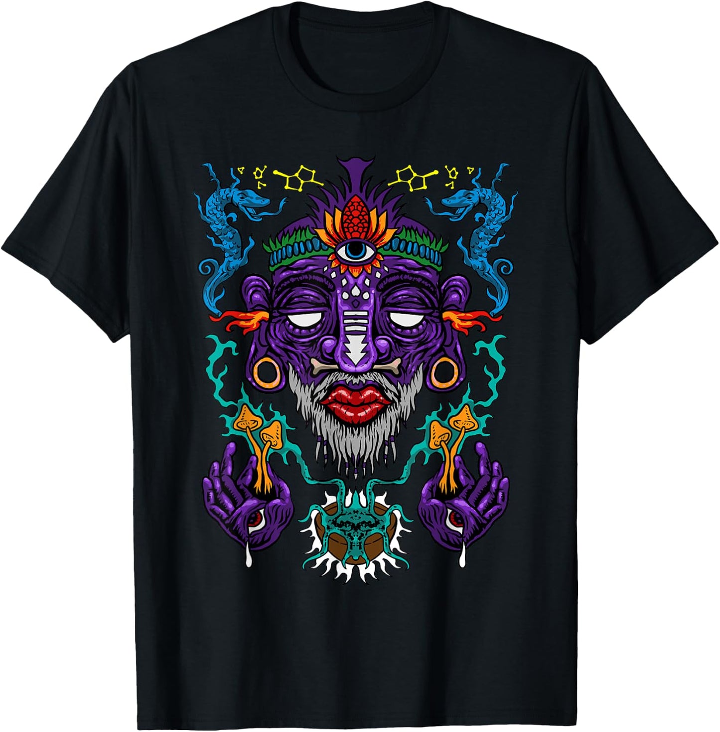 Colorful Witch Doctor | Psychedelic Shaman | Medicine Men T-Shirt - T-Shirt | Black
