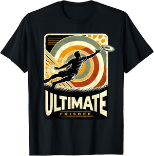 Retro Ultimate Frisbee Player Men Women Vintage Flying Disc T-Shirt - T-Shirt | Black