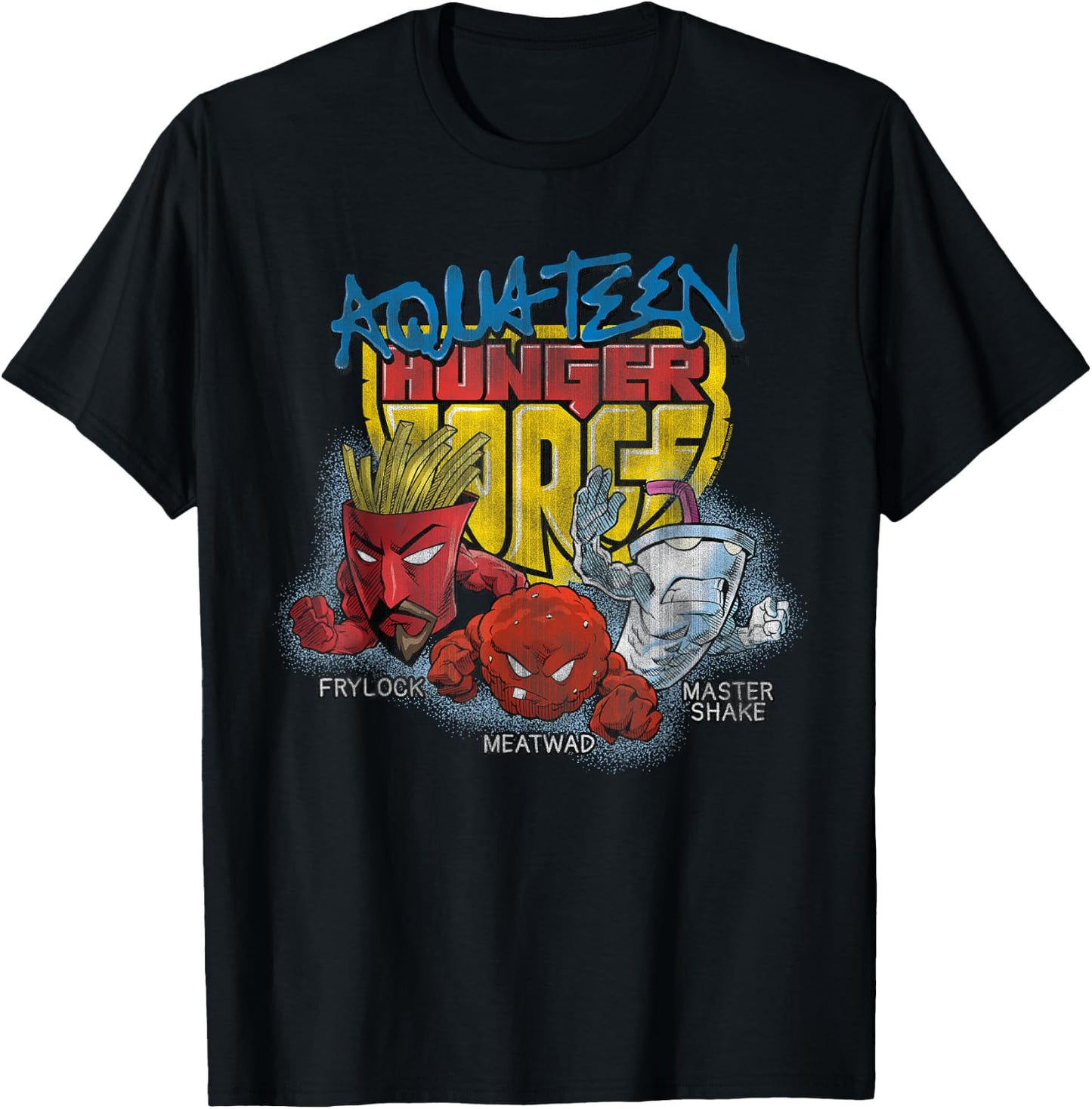 Aqua Teen Hunger Force Group Shield Logo Adult Swim Cartoon T-Shirt - T-Shirt | Black