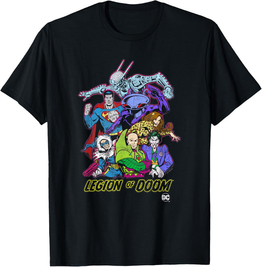 DC Comics Justice League Legion of Doom Vintage Group Shot T-Shirt - T-Shirt | Black