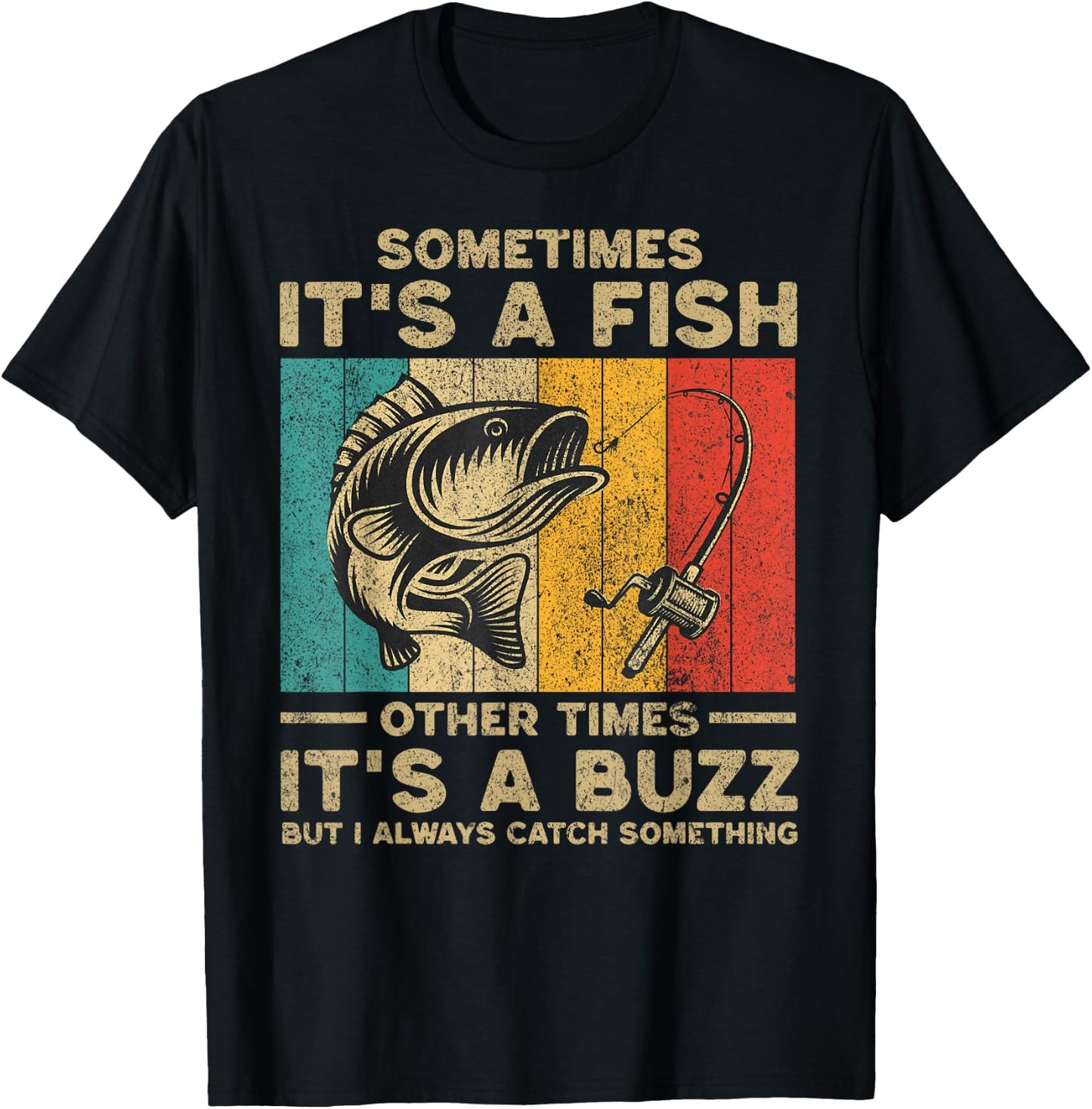 Funny Vintage Fishing Jokes Fisherman Bass Fish T-Shirt - T-Shirt | Black