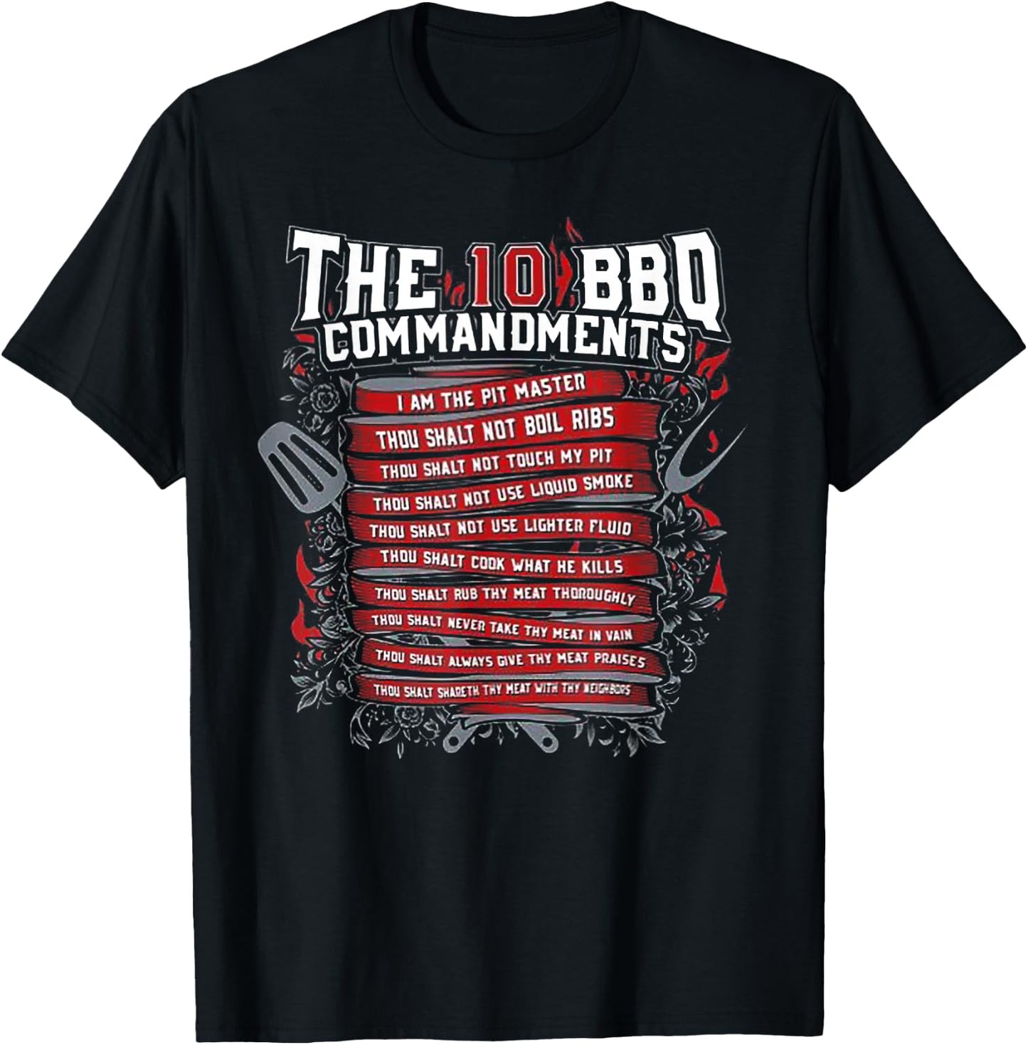 The 10 BBQ Commandments T-Shirt - T-Shirt | Black
