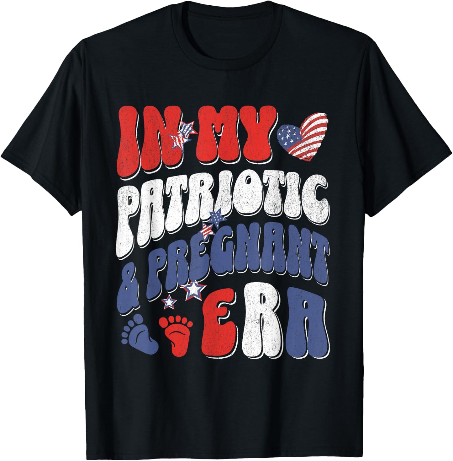4th of July Pregnancy Announcement Baby Shower Baby Reveal T-Shirt - T-Shirt | Black