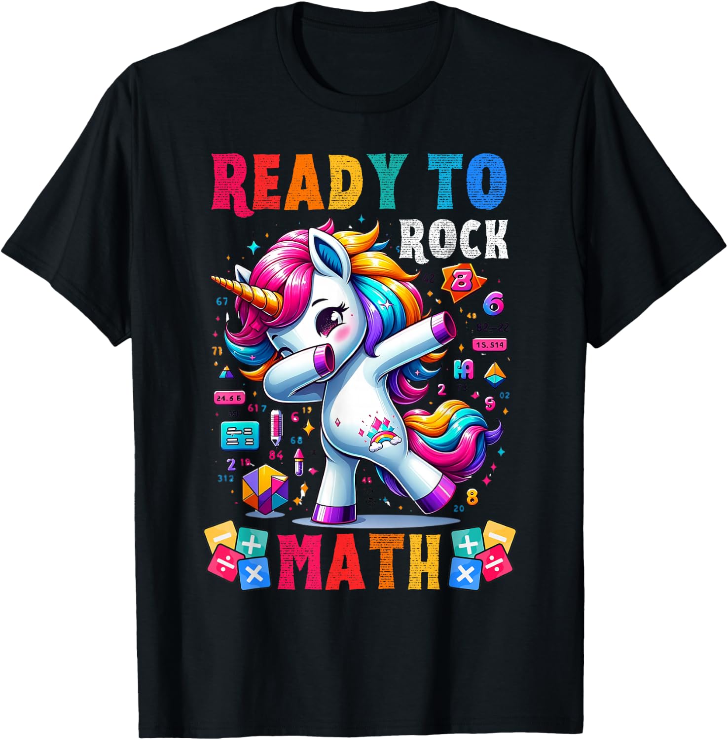 Student back to School Math Squad Kids Girls Smarter Unicorn T-Shirt - T-Shirt | Black