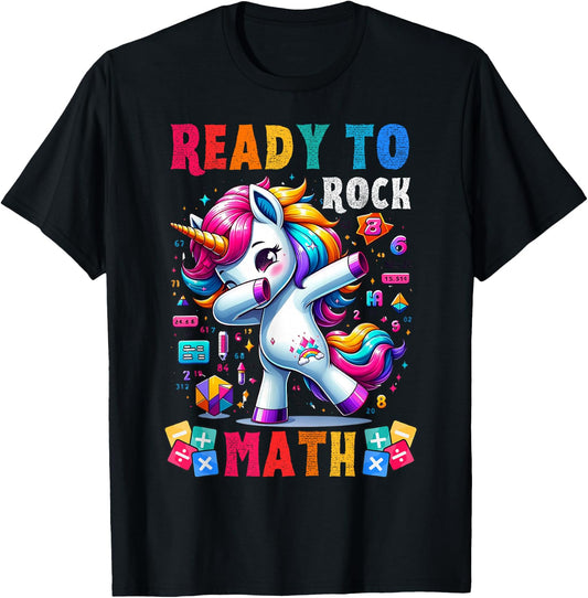 Student back to School Math Squad Kids Girls Smarter Unicorn T-Shirt - T-Shirt | Black
